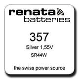 Renata 357 SR44W Silver Oxide Watch Battery