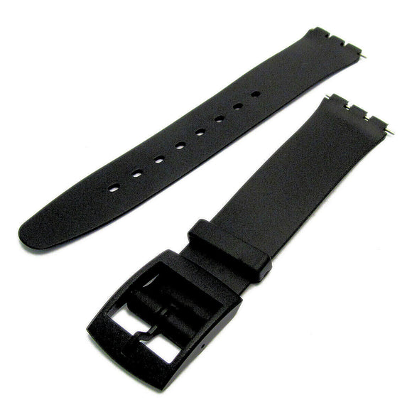 16/18mm Black Plastic Resin Swatch SKIN Watch Strap.