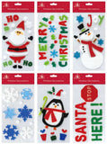 Set of 6 Christmas Xmas Window Square Gel Sticker Decorations