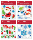 Set of 4 Christmas Xmas Window Square Gel Sticker Decorations