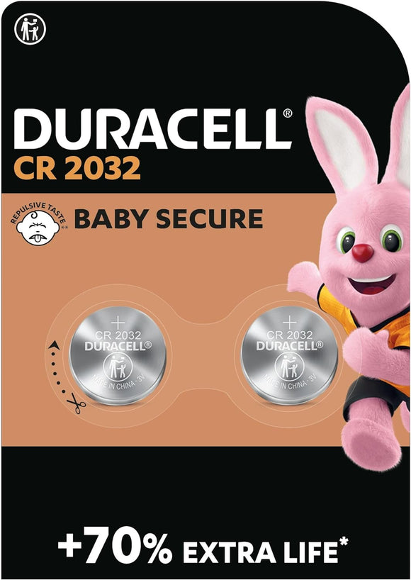 2 x Duracell CR2032 Lithium 3v Coin Cell Batteries