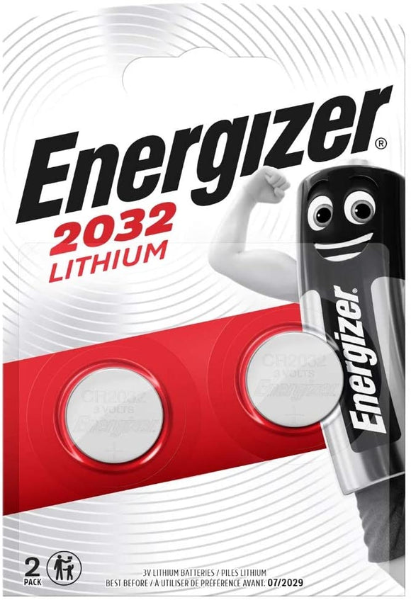 2 x Energizer CR2032 Lithium 3v Coin Cell Batteries