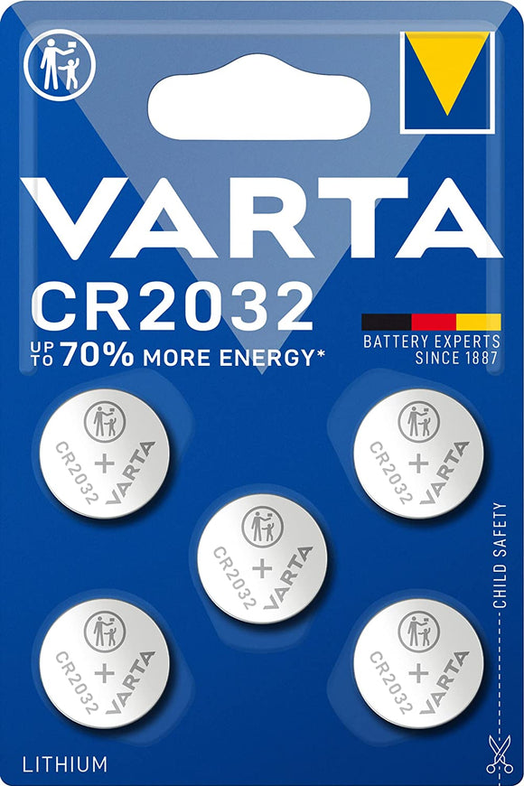5 x Varta CR2032 Lithium 3v Coin Cell Batteries