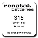 Renata 315 SR716SW Silver Oxide Watch Battery