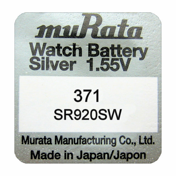Murata 371 SR920SW Silver Oxide Watch Battery