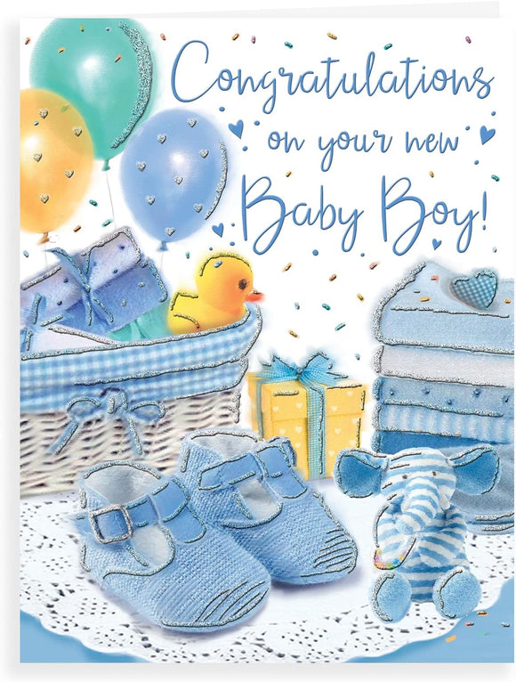 New Birth of a Baby Boy Congratulations Card