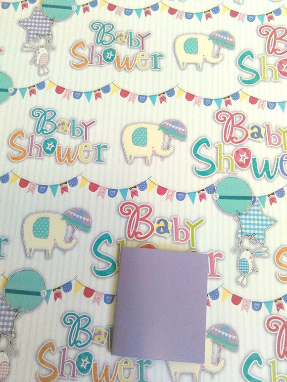 2 Sheets & 2 Tags of Baby Shower Gift Wrap
