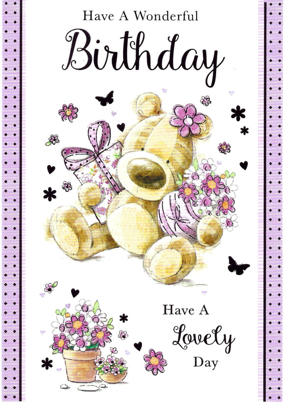 Female Cute Bear Birthday Greeting Card