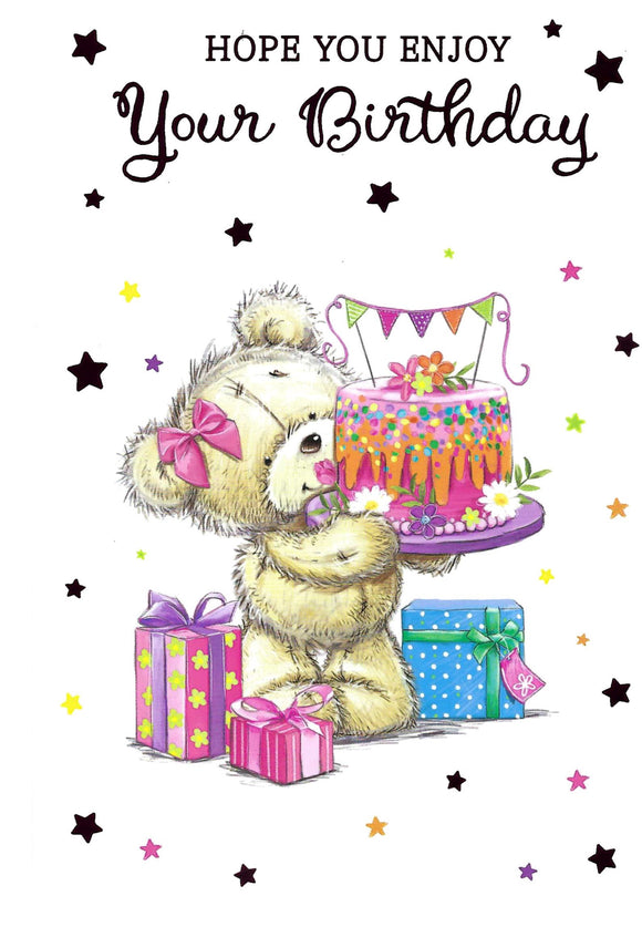 Female Cute Bear Birthday Greeting Card