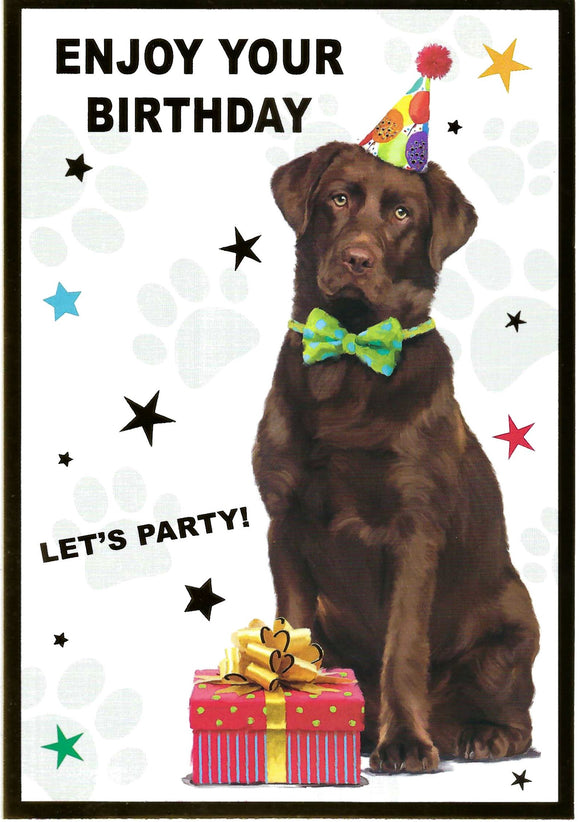 Cute Brown Labrador Dog Happy Birthday Wishes Card