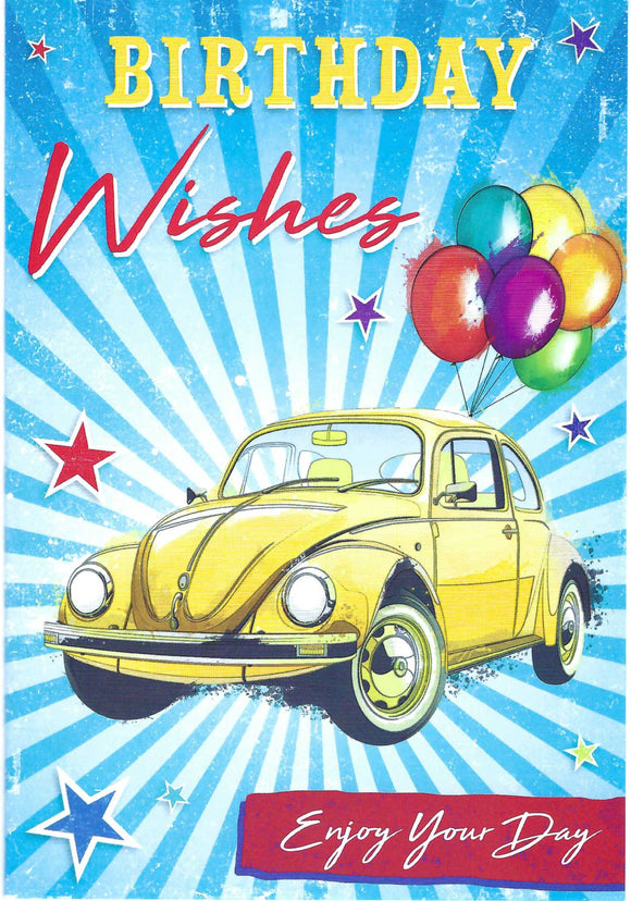 Beetle Car Birthday Greeting Card
