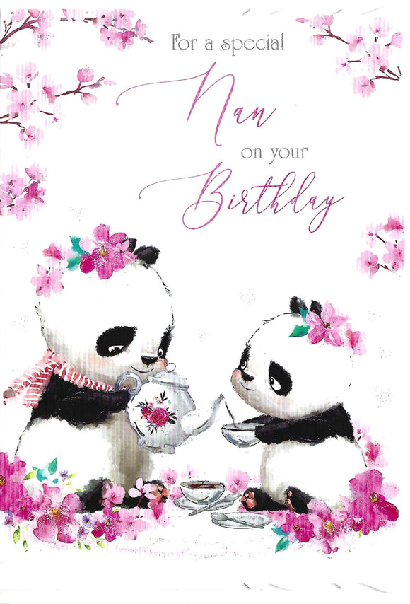 Special Nan Panda Bear Birthday Card