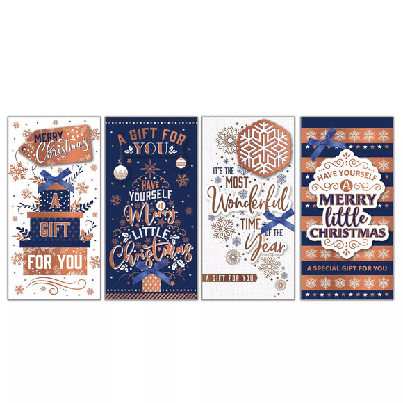 4 x Christmas Card Money Wallets Gift Voucher Holder