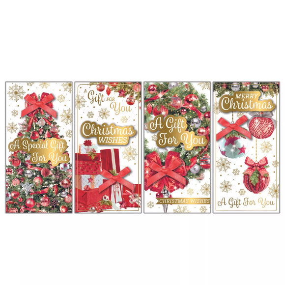 4 x Christmas Card Money Wallets Gift Voucher Holder