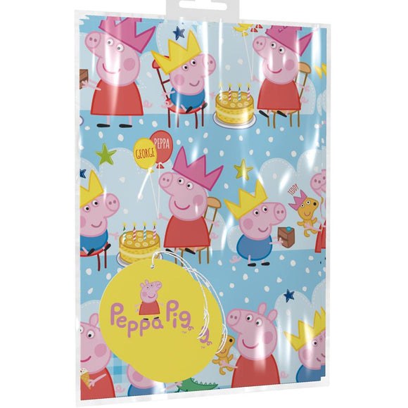 2 Sheets & 2 Tags of Peppa Pig Gift Wrap