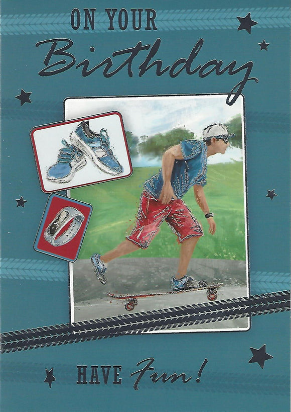 Male Skateboard Birthday Greeting Card