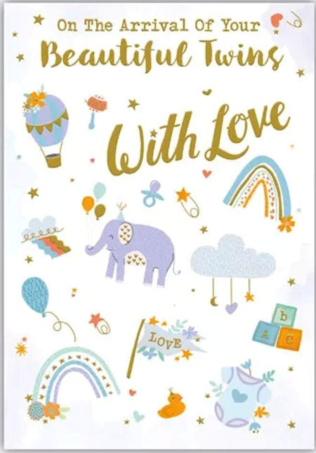 New Birth of Your Twins Congratulations Card
