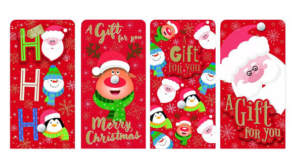 4 x Christmas Card Money Wallets Gift Voucher Holder