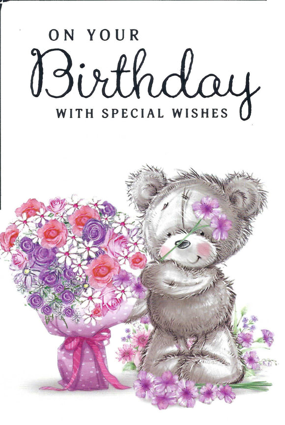Female Cute Bear Birthday Greeting Card