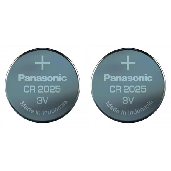 2 x Panasonic CR2025 Lithium 3v Coin Cell Batteries