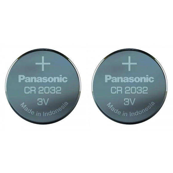 2 x Panasonic CR2032 Lithium 3v Coin Cell Batteries