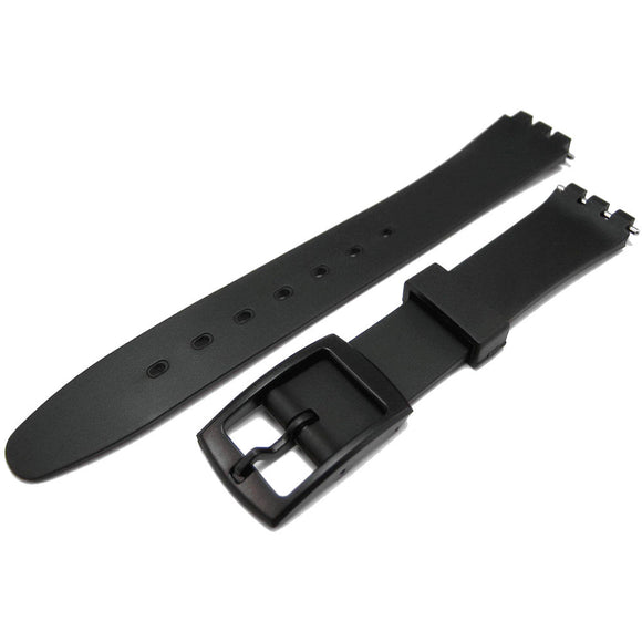 17/20mm Black Plastic Resin Standard Swatch Watch Strap.