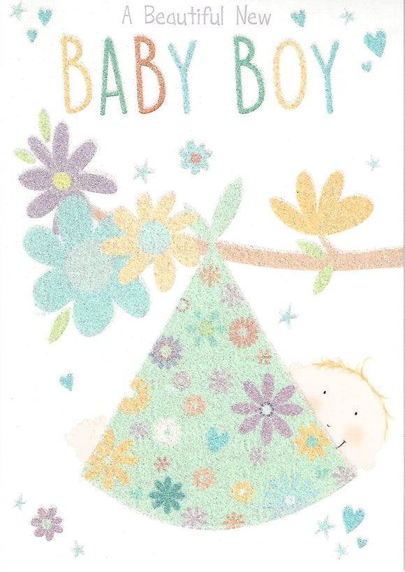 New Birth of a Baby Boy Congratulations Card