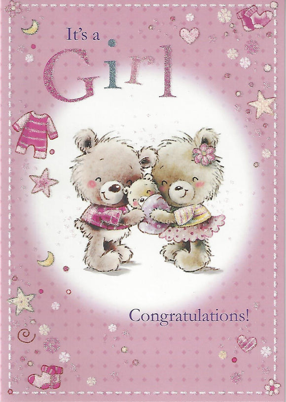 New Birth of a Baby Girl Congratulations Card