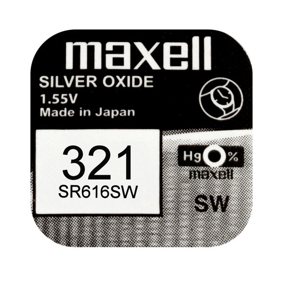 Maxell 321 SR616SW Silver Oxide Watch Battery