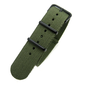 Olive Green Black 3 Rings NATO G10 Watch Strap [4 Sizes]