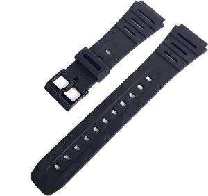 19mm Casio Type Black Resin Watch Strap Fits W71 W72 W86.