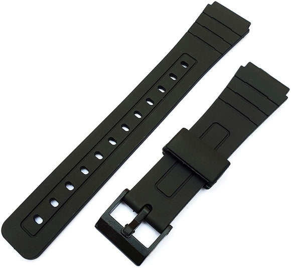 18mm Casio Type Black Resin Watch Strap Fits F91 F105 F94.