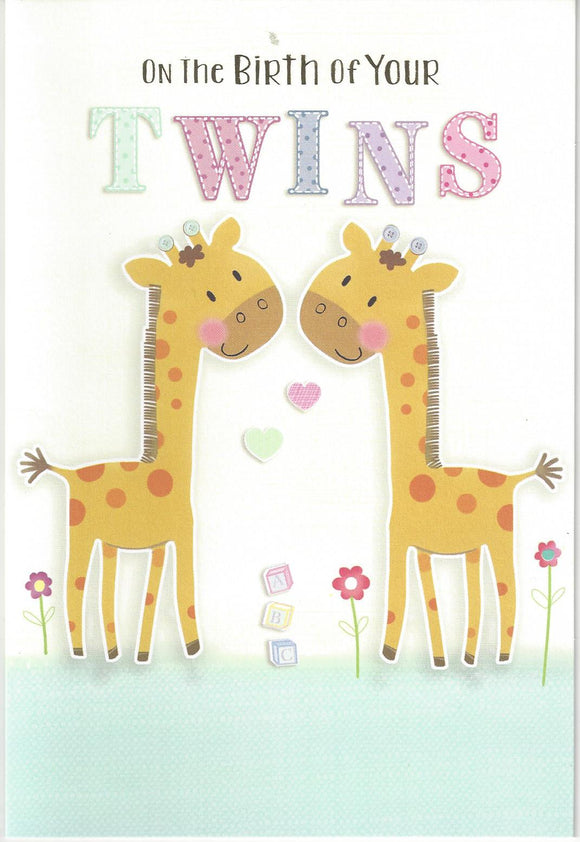 New Birth of Your Twins Congratulations Card