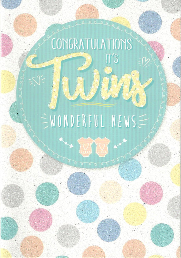 New Birth of Your Twins Congratulations Card