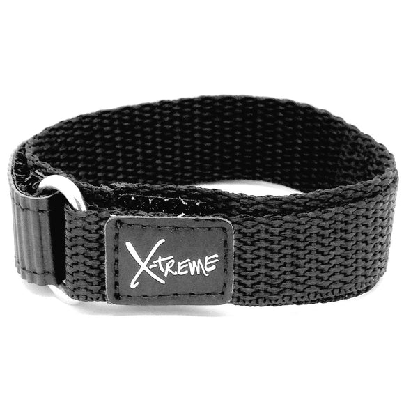 16mm Xtreme Black Velcro® Hook & Loop Nylon Watch Strap
