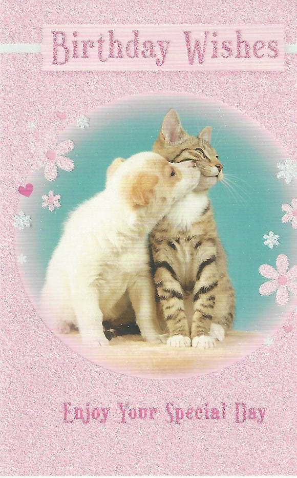 Cute Cat & Dog Enjoy Your Special Day Birthday Card
